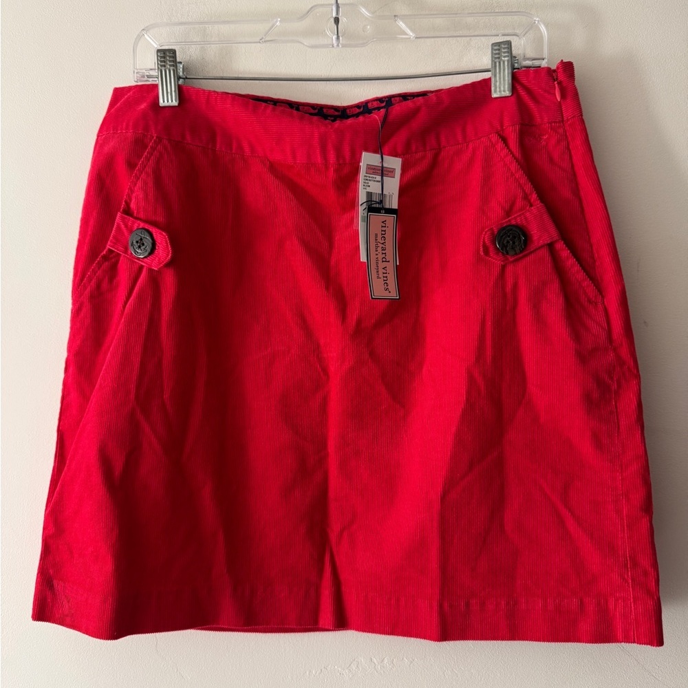 NEW!! Vineyard Vines Corduroy Button Mini Skirt in Bloom Red